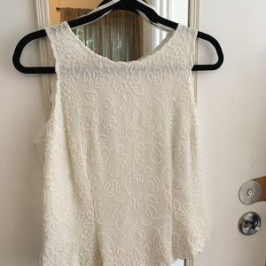 JLaxmi White Beaded Dressy Tank Top - NWT